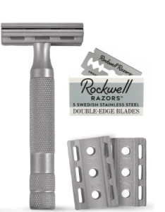 Rockwell Razors 6S Matte Silver Safety Razor for Sensitive Skin. Reduces Razor Burn and Irritation. Comes with 6 Adjustable Shave Settings and 5 Recyclable Blades. Reusable Razor for Men and Women.