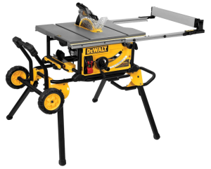 DEWALT Table Saw 10 Inch with Foldable Rolling Table Saw Stand, 15 Amp, 4800 RPM, 32-1/2-Inch Rip Capacity (DWE7491RS)