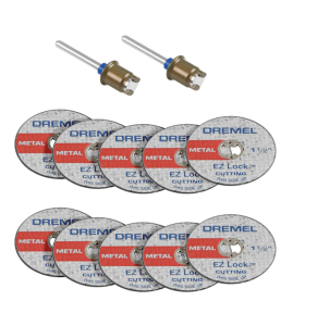 Dremel EZ406-02, EZ - Lock Starter Kit, 1 1/2-Inch (38.1 mm) Wheel Diameter, 5 Piece Fiberglass Reinforced Cut-Off Wheels and EZ402 Mandrel Included, Rotary Tool Cutting Disc Accessories - Pack of 2