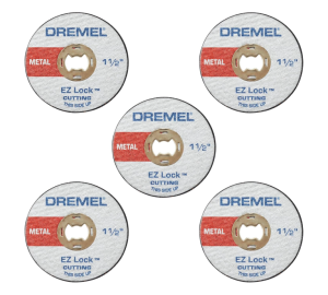 Dremel EZ456, 1 1/2-Inch (38.1 mm) Wheel Diameter, EZ - Lock™ Fiberglass Reinforced Cut-Off Wheels, Rotary Tool Cutting Disc for Metal Cutting, 5 Pieces, Medium, Red
