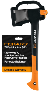 Fiskars X11 Splitting Axe Hatchet, 17" Tree Branch Cutter and Wood Axe for Small Logs with Shock-Absorbing Handle