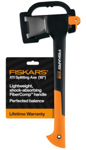 Fiskars X11 Splitting Axe Hatchet, 17" Tree Branch Cutter and Wood Axe for Small Logs with Shock-Absorbing Handle