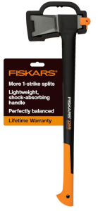 Fiskars X25 Splitting Axe, 28" Wood Splitting Axe for Medium to Large Size Logs with Shock Absorbing Handle and Sheath, Split Firewood, Forged Steel Blade, Bushcraft Gear and Camping Hatchet