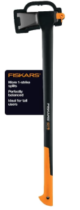 Fiskars X27 Super Splitting Axe, 36" Wood Splitting Axe for Medium to Large Size Logs with Shock-Absorbing Handle, Split Firewood, Forged Steel Blade, Bushcraft Gear and Camping Hatchet