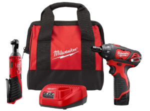 Milwaukee M12 12-Volt Lithium-Ion Cordless 3/8 in. Ratchet and Screwdriver Combo Kit (2-Tool) with Battery, Charger, Tool Bag