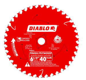 Diablo Fast Framing Saw Blade for Wood - 5-38 Diameter, 18 ATB Teeth, 20mm Arbor, .049 Kerf, 18° Hook Angle, .039 Plate, 14500 Max RPM - D053818WMX
