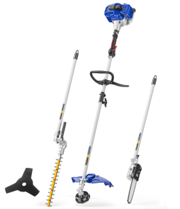 WILD BADGER POWER 26cc Weed Wacker Gas Powered, String TrimmerEdger, Pole Saw, Hedge Trimmer and Brush Cutter Blade, 4-in-1 Multi Yard Care Tools, Rubber Handle & Shoulder Strap Included