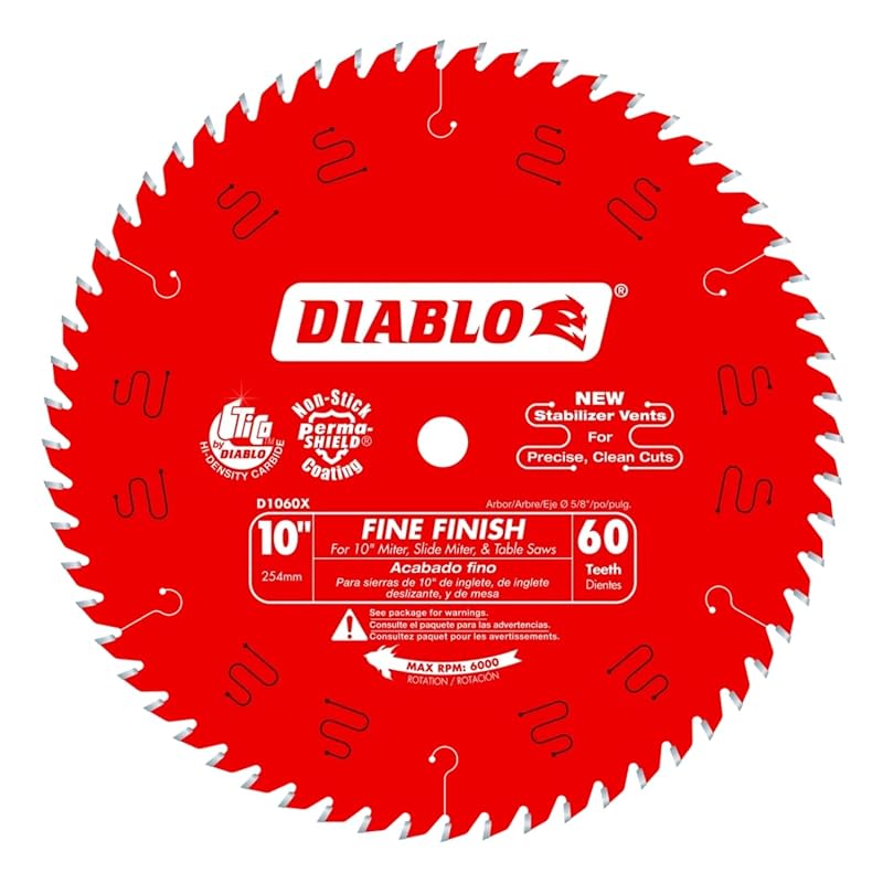 Diablo D1060X 10-Inch 60 Hi-ATB Tooth Fine Finish Wood Saw Blade Ultra