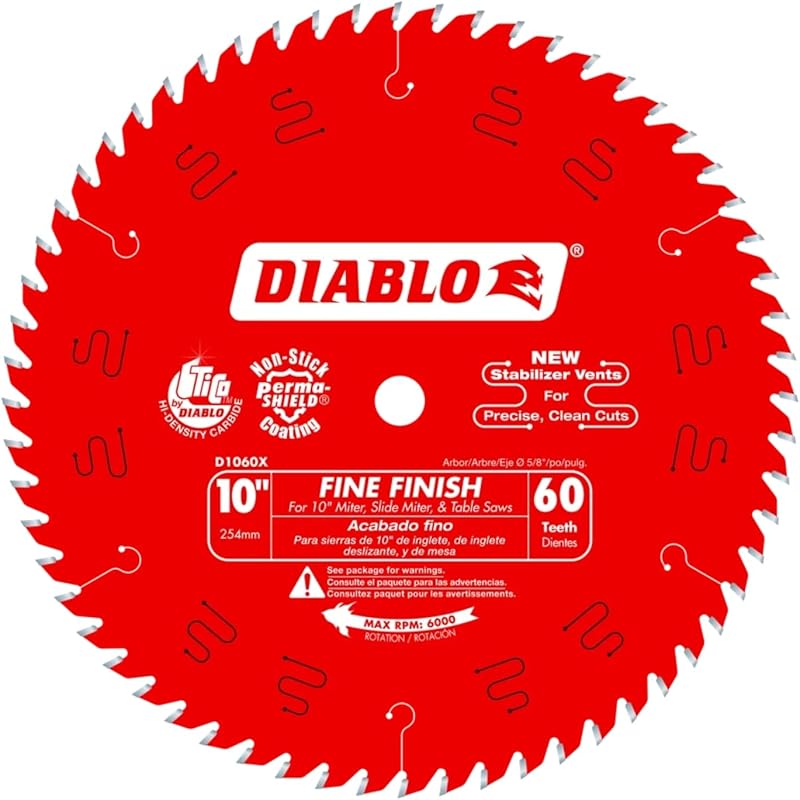 Diablo D1060X 10-Inch 60-Tooth Hi-ATB Fine Finish Saw Blade for Ultra-