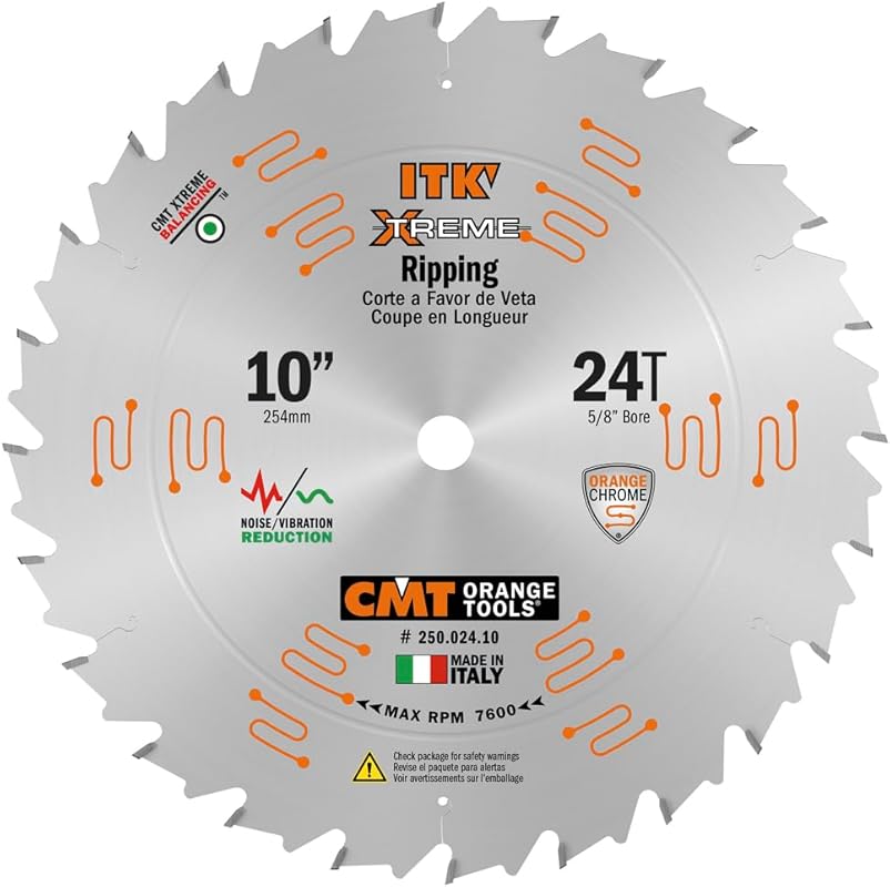 CMT ITK Xtreme 10-Inch 24T ATB Industrial Rip Saw Blade with 5/8-Inch 