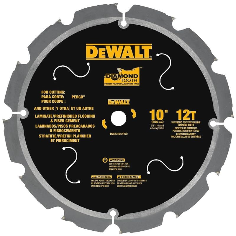 DEWALT DWA31012PCD 10-Inch 12T PCD Tipped Laminate Cutting Saw Blade f