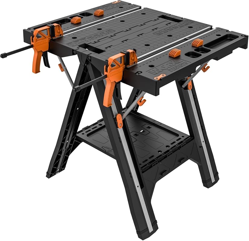 Worx Pegasus 2-in-1 Folding Work Table Sawhorse: Portable Easy-Setup W