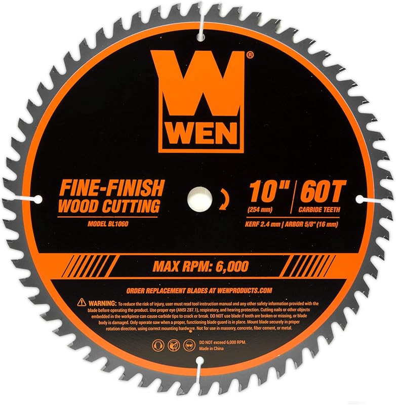 WEN BL1060 10-Inch 60-Tooth Fine-Finish Professional Saw Blade for Mit
