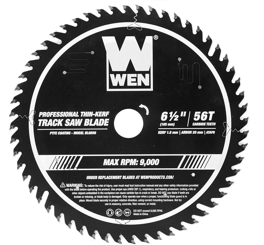 WEN BL6556 6.5-Inch 56-Tooth Carbide-Tipped Thin-Kerf Track Saw Blade 