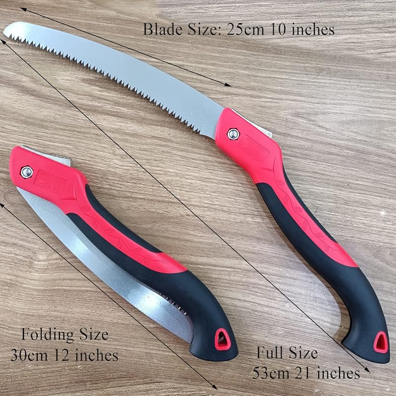10-Inch Heavy Duty Folding Pruning Saw SK5 Curved Razor Teeth for Tree