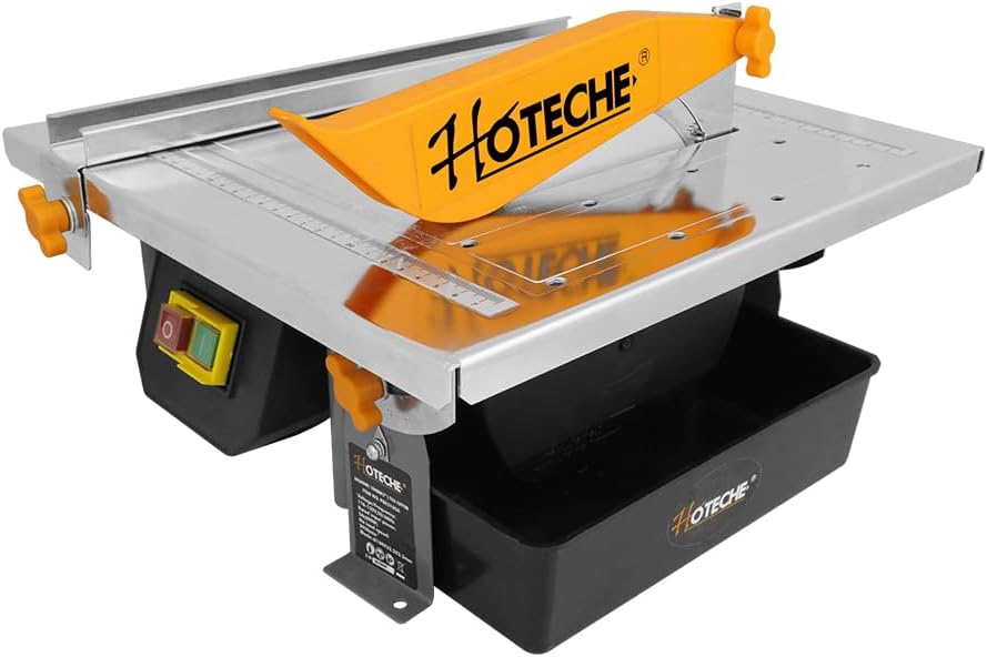 Hoteche 7-Inch Wet Tile Saw with 5A Motor, Adjustable Depth and Water 