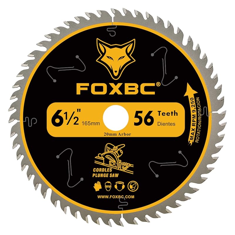 FOXBC 6.5-Inch 56-Tooth Carbide-Tipped Track Saw Blade Compatible with