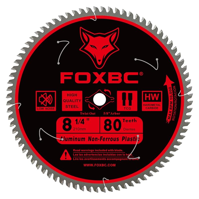 FOXBC 8-1/4-Inch 80-Tooth TCG Metal Cutting Table Saw Blade for Alumin