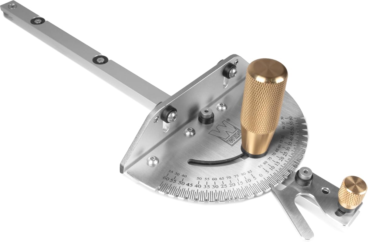 WEN WA1401 Premium Steel Brass Miter Gauge 27 Angle Stops for Table Sa