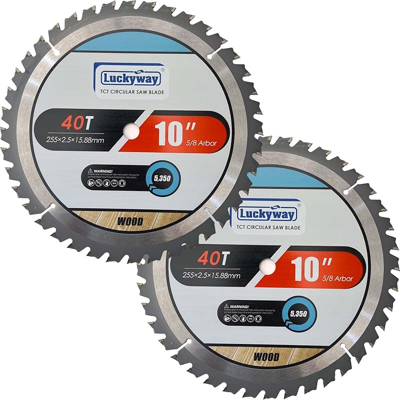 Luckyway 10-Inch 40-Tooth General-Purpose TCT Saw Blades 2-Pack for Wo