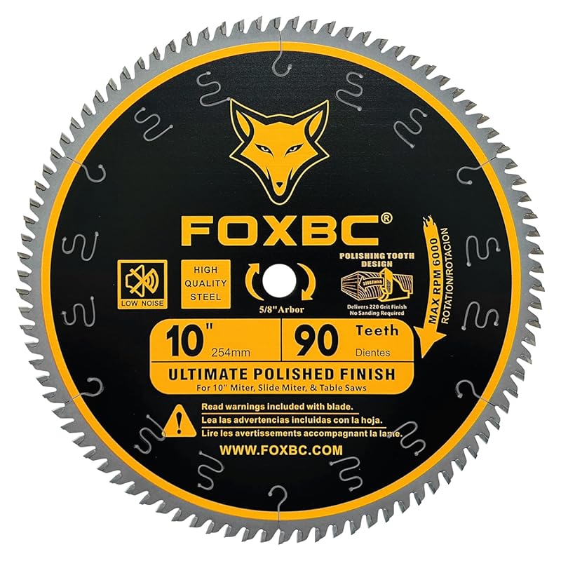 FOXBC 10-Inch 90-Tooth Ultimate Polished Finish Wood Cutting Saw Blade