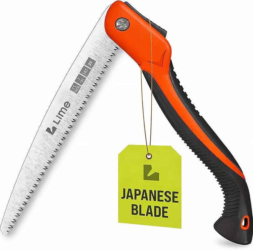 GROWIT 11-Inch Folding Pruning Saw, Triple-Cut SK5 Blade, 7 TPI Razor 