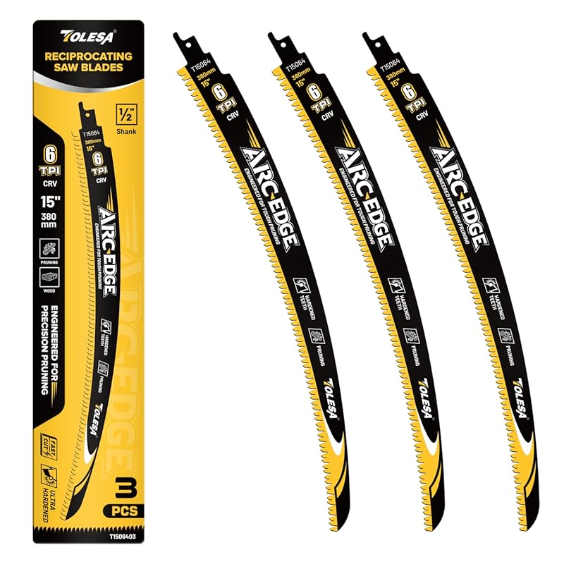 TOLESA 15in Japanese Teeth Arc Edge Reciprocating Saw Blades 6TPI Wood