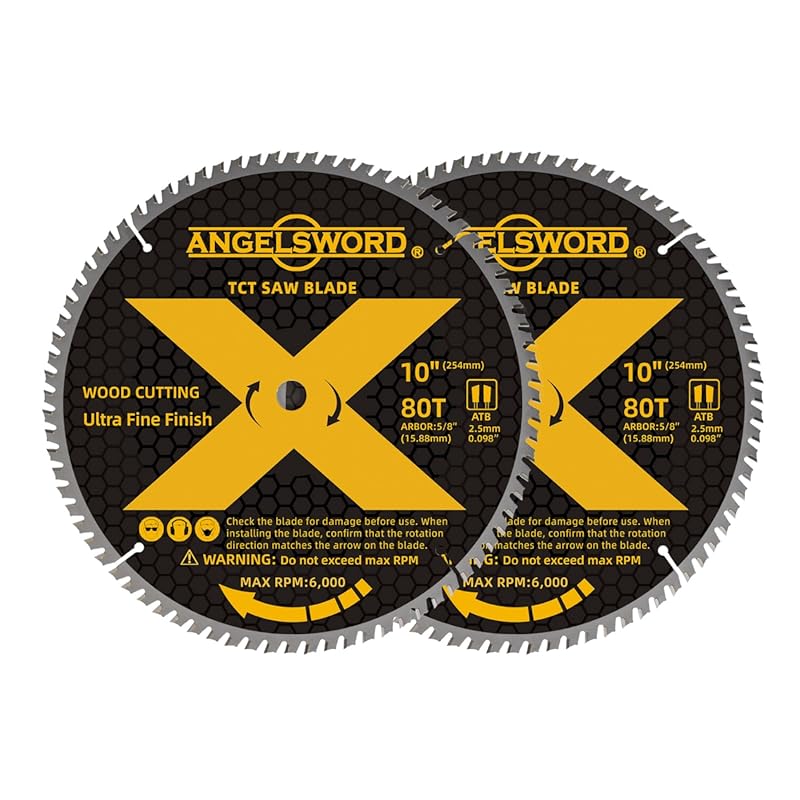 ANGELSWORD 10-Inch 80-Tooth Table Miter Saw Blades for Ultra Fine Wood