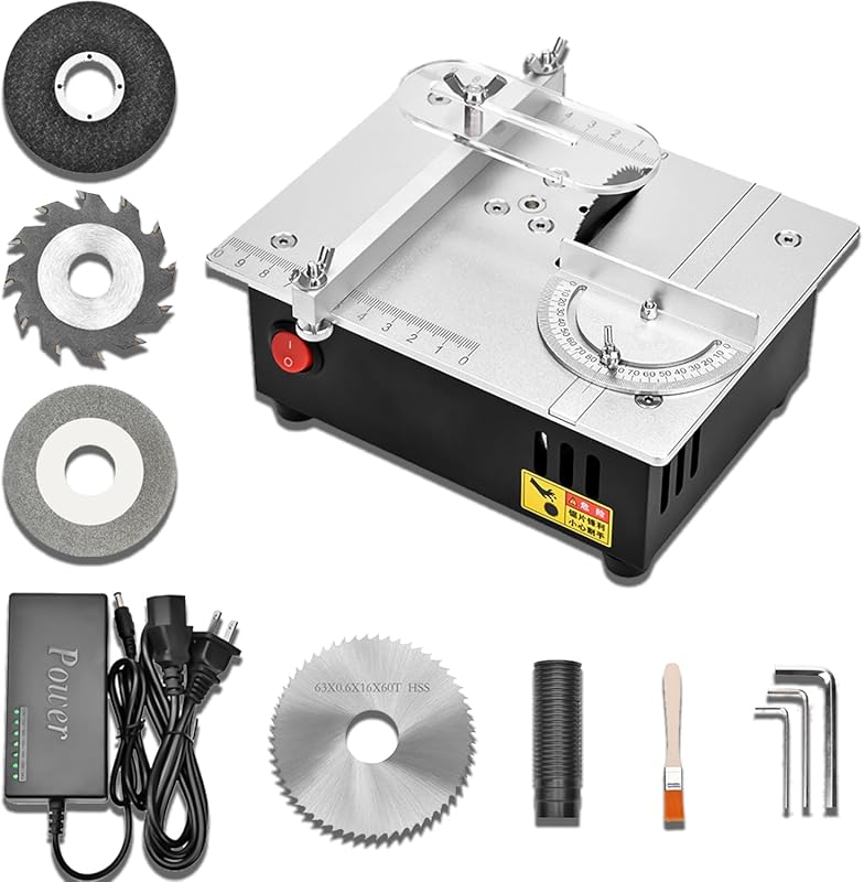 Precision Mini Electric Table Saw for DIY Woodworking, Adjustable Cut 