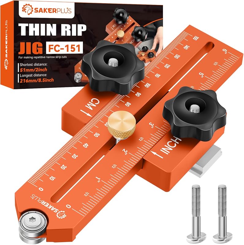 Thin Rip Jig Guide for Table Saws Narrow Strip Cutting Fits 3/8x3/4 T-