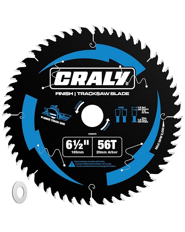CRALY C0656TS 6.5-Inch 56-Tooth Carbide-Tipped Thin-Kerf Track Saw Bla