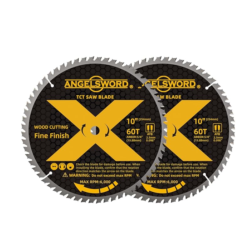 ANGELSWORD 10-Inch 60T Table Miter Saw Blades for Fine Finish Wood Cut