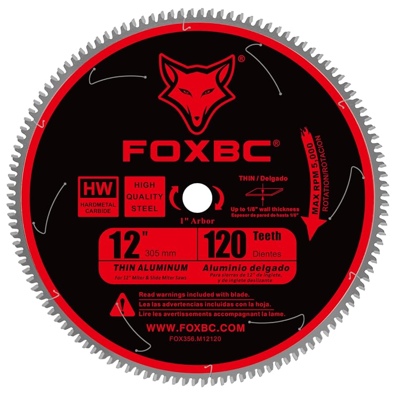 FOXBC 12-Inch 120-Tooth TCG Aluminum Cutting Saw Blade for Non-Ferrous