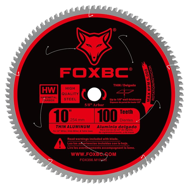 FOXBC 10-Inch 100-Tooth TCG Saw Blade for Aluminum and Non-Ferrous Met