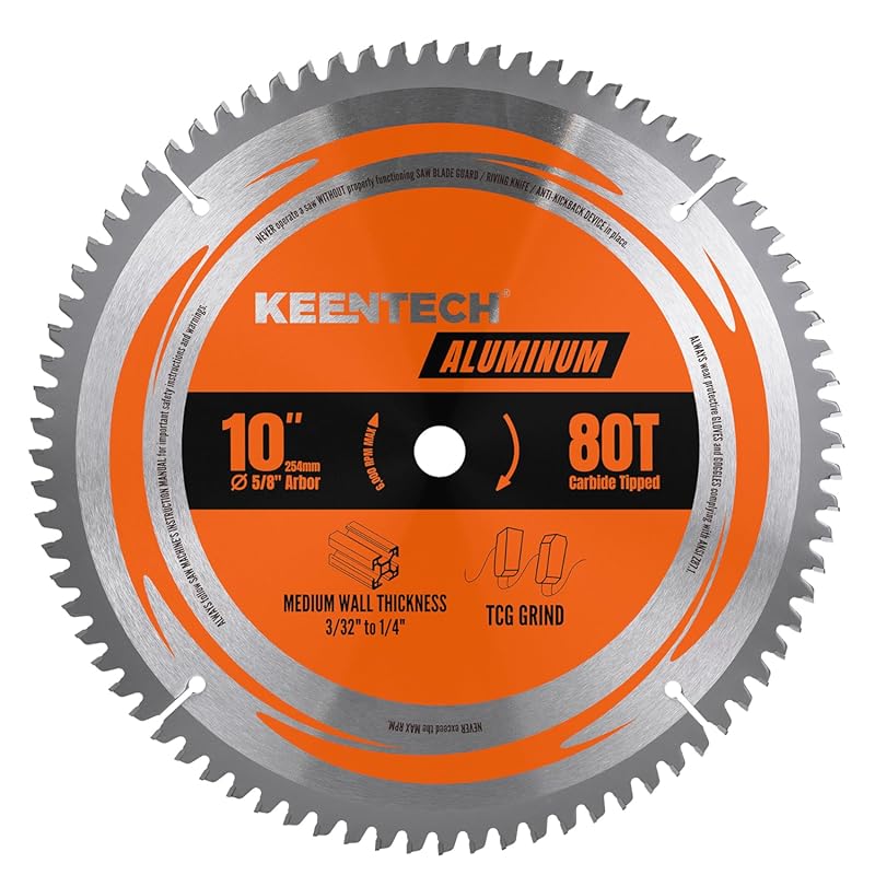 KEENTECH 10-Inch 80-Tooth Aluminum Metal Saw Blade with TCG Grind for 