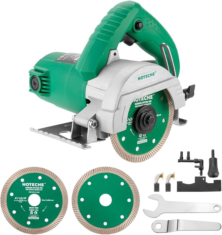 Hoteche 1400W 4-3/8-Inch Wet/Dry Tile Saw with Turbo Diamond Blade for