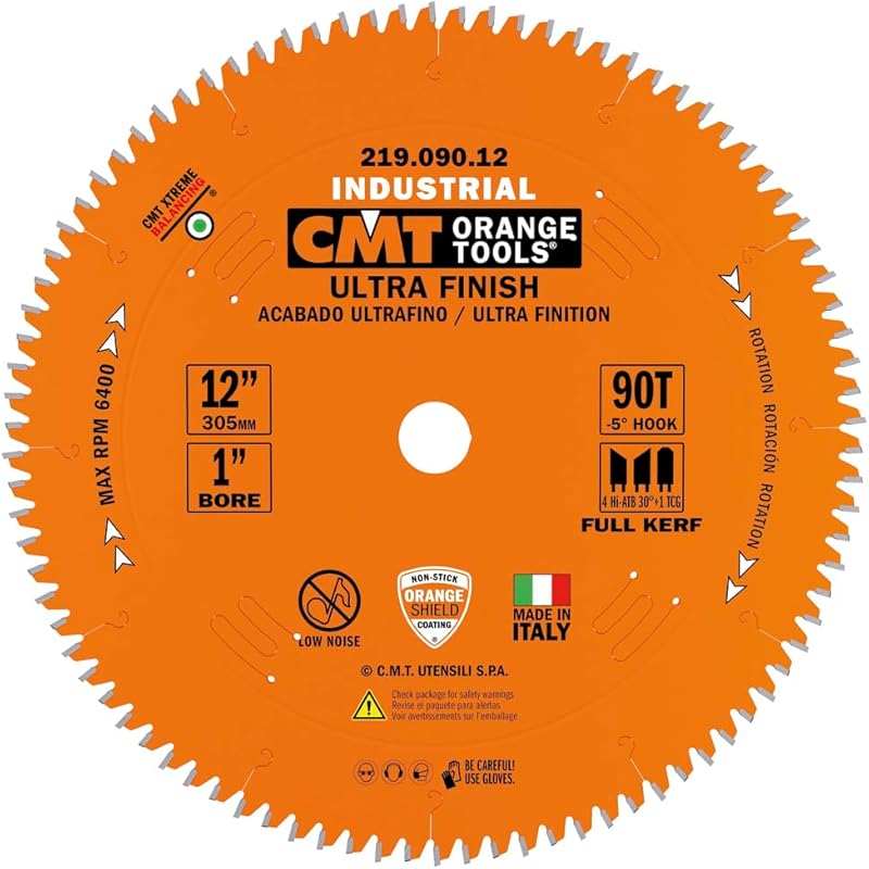 CMT 12-Inch Industrial Sliding Miter Saw Blade with PTFE Coating & 90