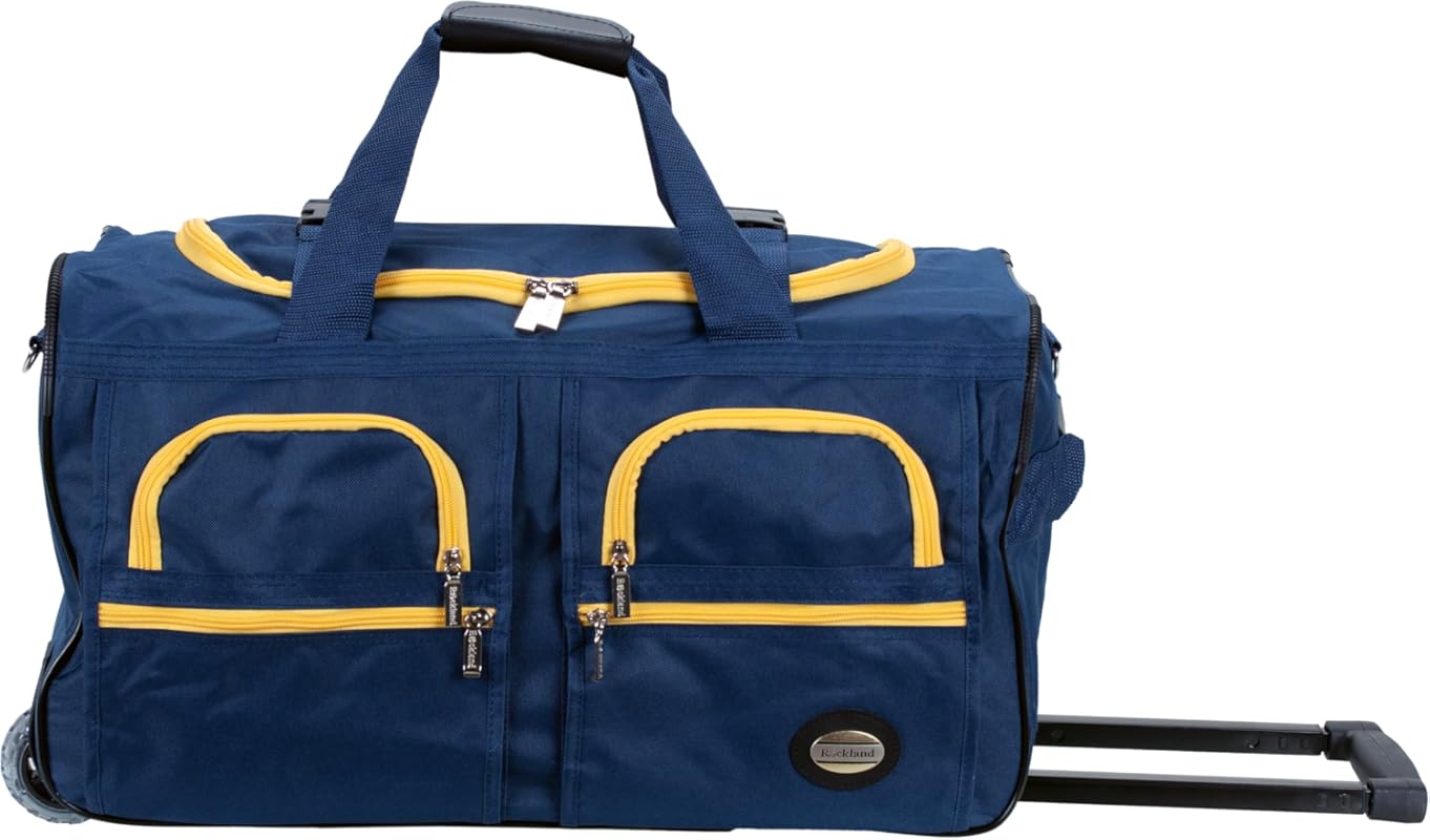 Rockland Black Rolling Duffel Bag, 22-Inch Spinner Wheels