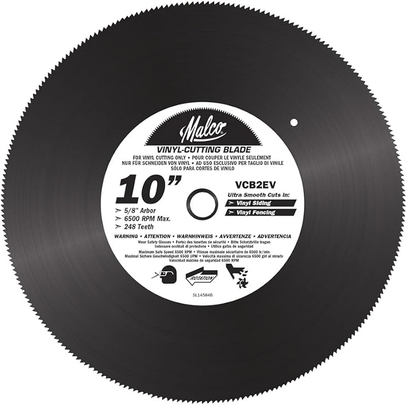 Malco VCB2 EV 10-Inch Vinyl Siding and Fencing Cutting Circular Saw Bl