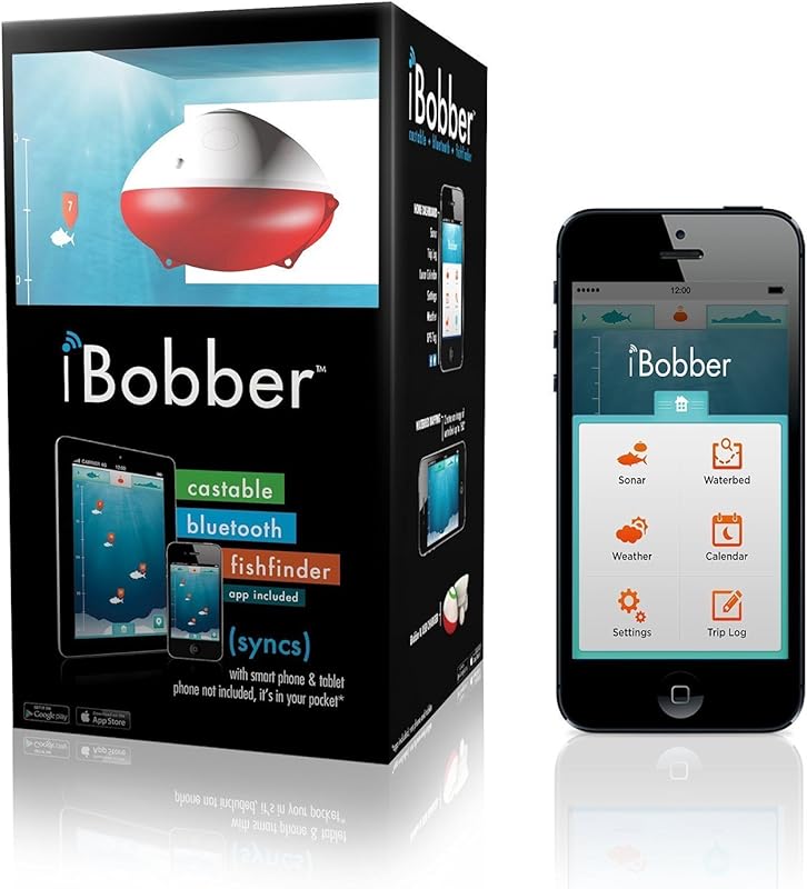 Reelsonar iBobber Bluetooth Fish Finder with 135ft Depth Range & 10+ H