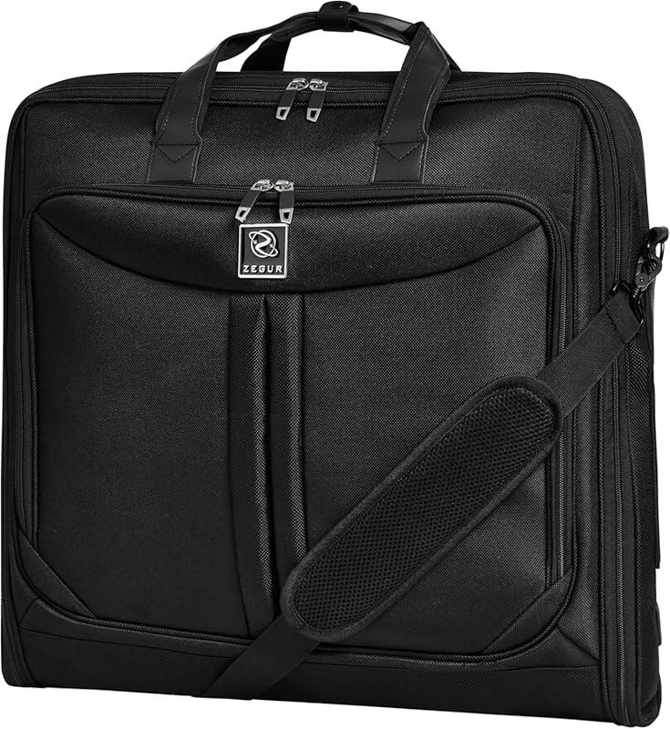 Premium Hanging Suit Garment Bag with Laptop Compartment & Shoulder St