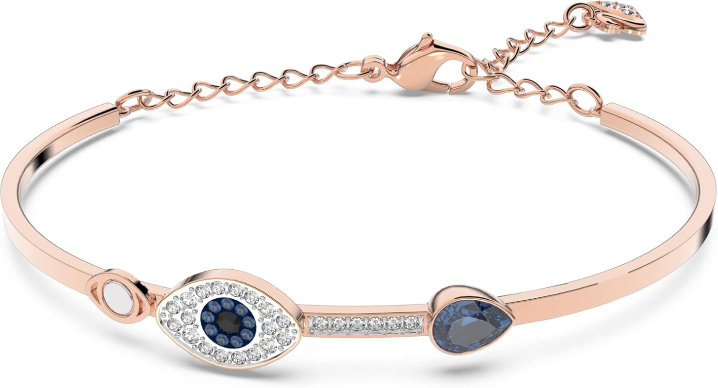 Swarovski Women's Symbolica Evil Eye Bangle Bracelet – Blue Crystal, M