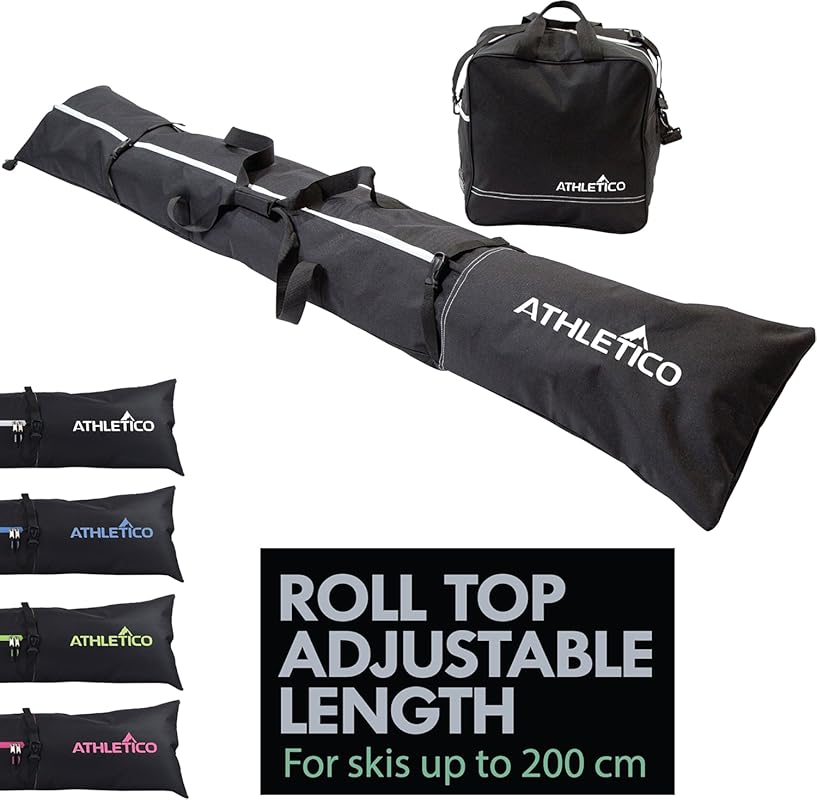 Athletico Ski Bag Combo for Air Travel – Holds Skis Up to 200cm, Unpad