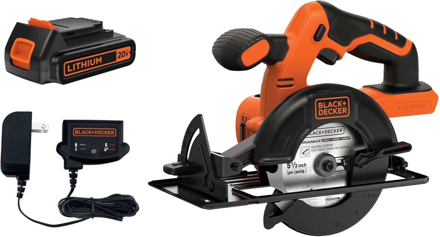 BLACK+DECKER 20V MAX Cordless Circular Saw with Battery & Charger, 5-1/2 In
