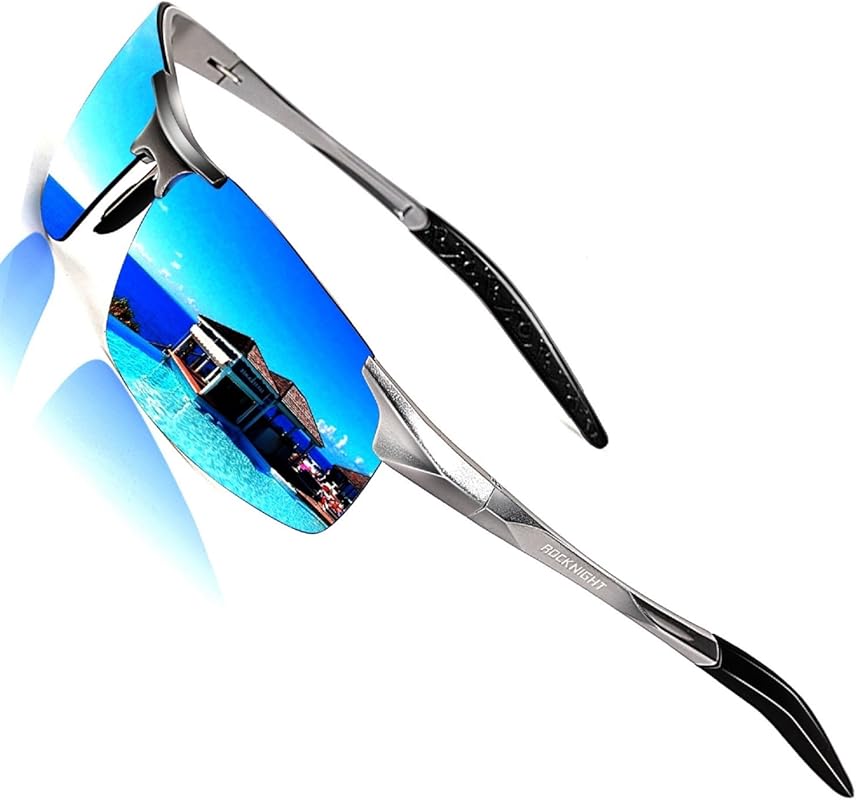 ROCKNIGHT Polarized Rectangular Sunglasses with UV400 Protection in Li