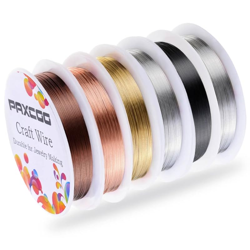 PAXCOO 24 Gauge 6 Pack Jewelry Beading Wire for Crafts and Jewelry Mak
