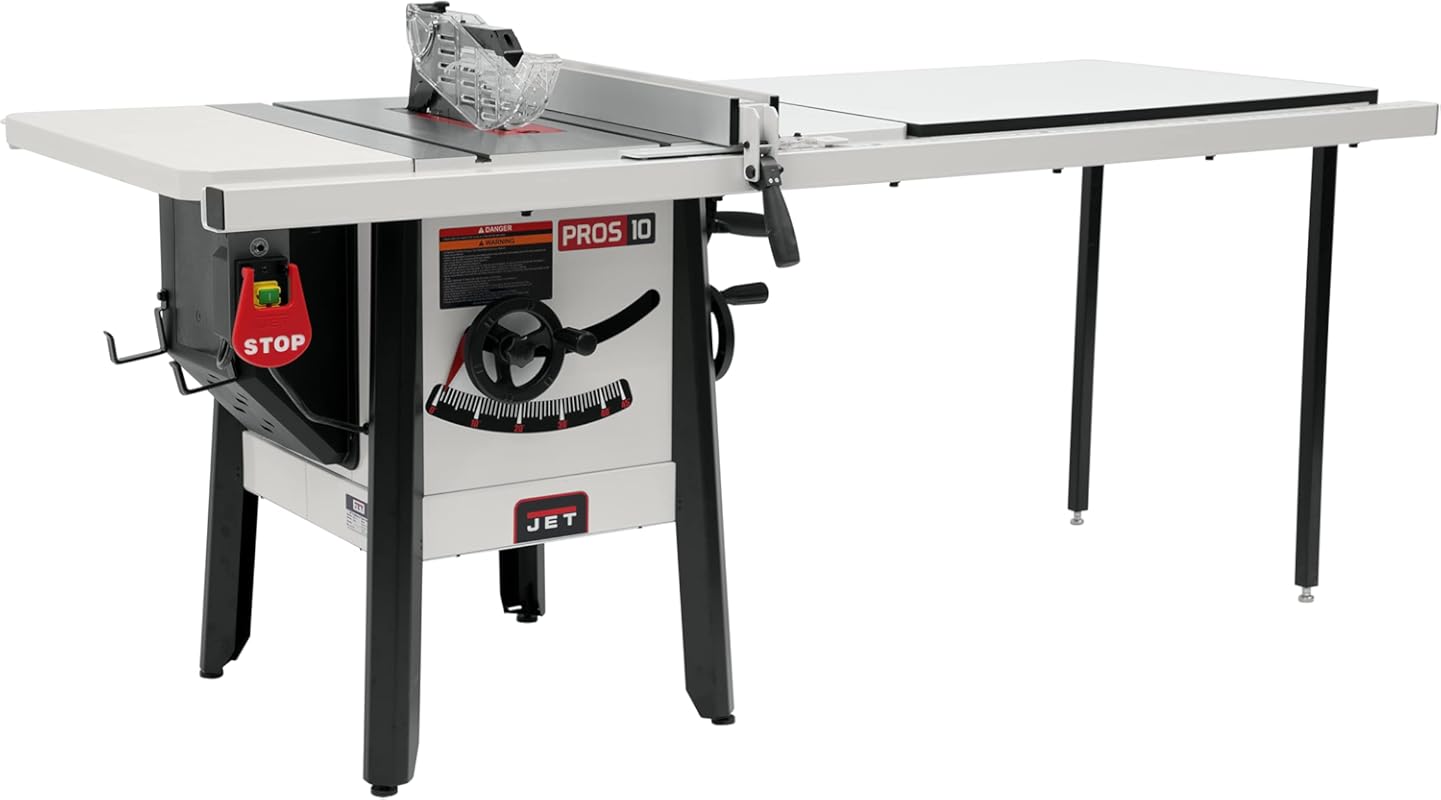 Jet ProShop II 10-Inch Table Saw with 52-Inch Rip, Steel Wings & 1.75H