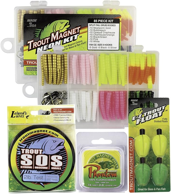 Trout Magnet Ultimate Bundle – 82pc Kit with 350yd Monofilament Line, 
