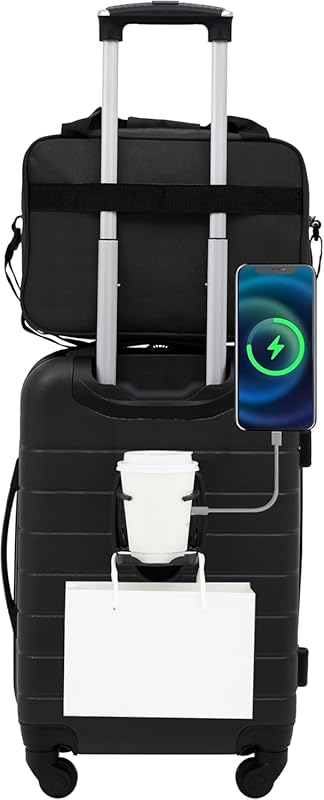 Wrangler Smart Spinner Hardside 2-Piece Luggage Set in Black