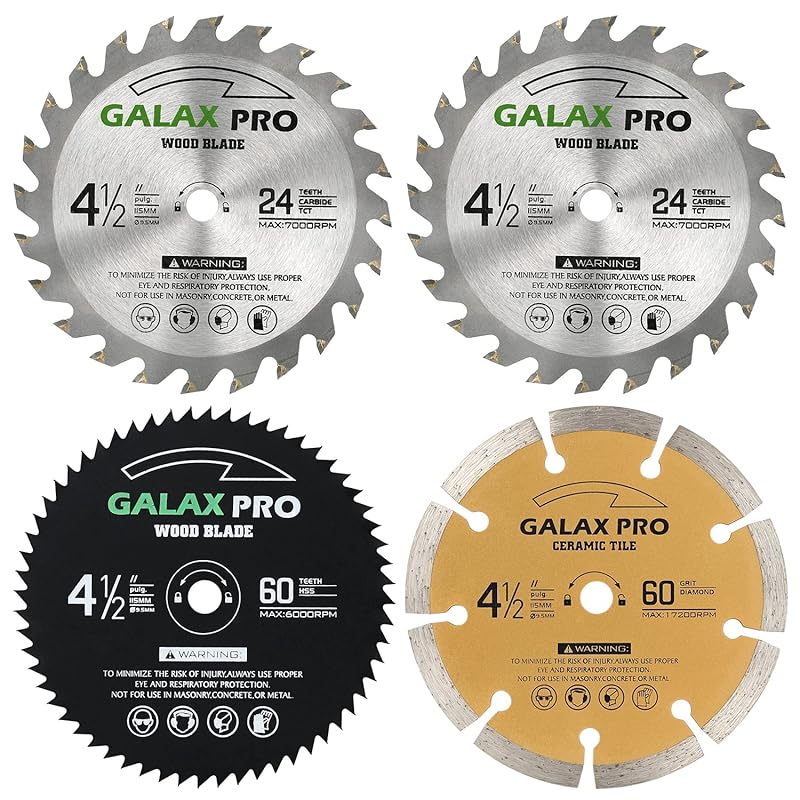 GALAX PRO 4-Piece Circular Saw Blade Set (60T Metal/24T Wood/Diamond)